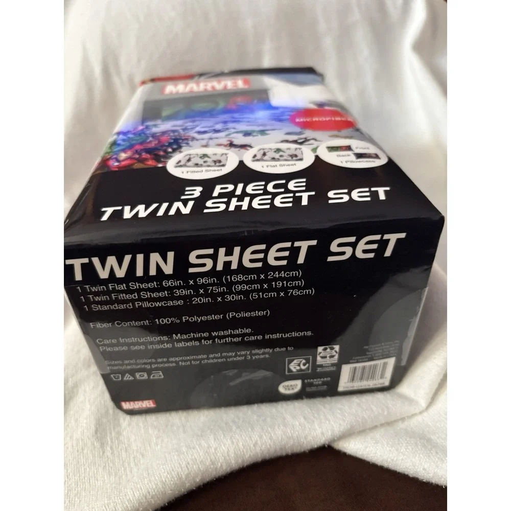 NEW Marvel AVENGERS Twin Sheet Set 1 Fitted 1 Flat Sheet 1 Pillowcase 3 Piece